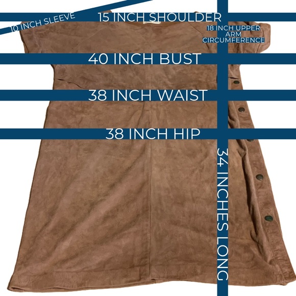 VINTAGE 1970'S ANN TAYLOR BROWN GENUINE SUEDE SHORT SLEEVE SHIFT DRESS (6) - Picture 13 of 14